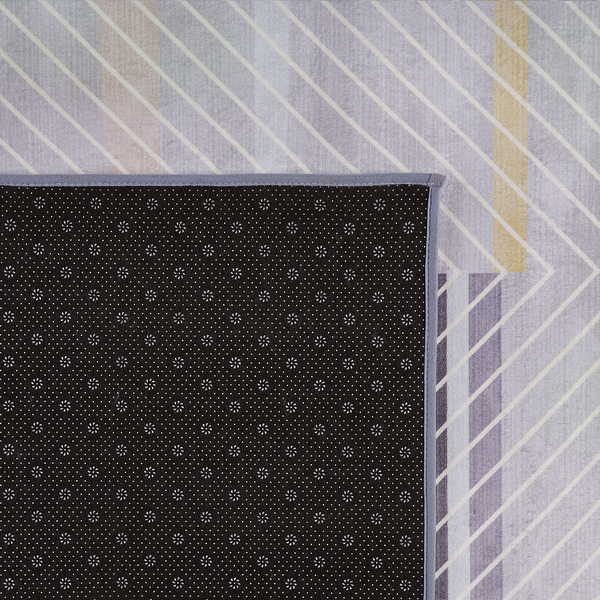 Teppich grau-gelb Streifenmuster 80 x 150 cm ERGENLI