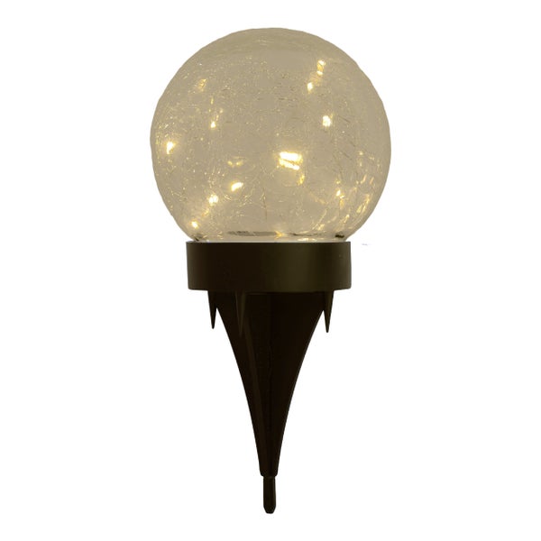 3er-Set LED-Solar-Tischleuchte/Erdspieß Crackle Ø 12cm , für Außen, Tischleuchte - Kunststoff und Glas , Weiß,  mit integrierter LED