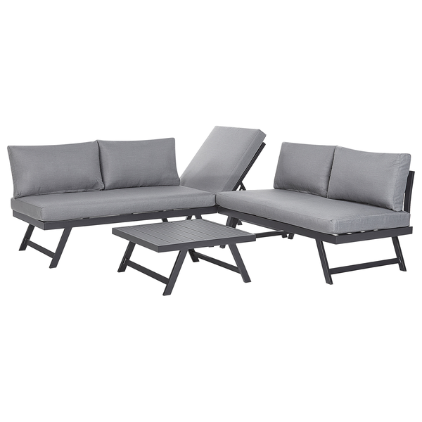 Garten Ecksofa mit Tisch 5-Sitzer COCCORINO Metall Grau