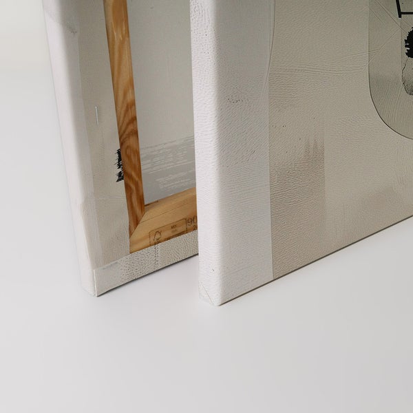 Detailansicht von zwei Leinwandbildern mit Holzrahmen