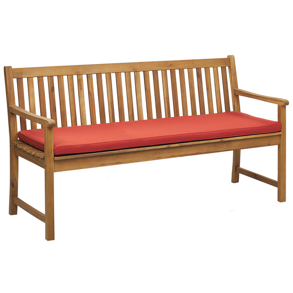 Gartenbank mit Auflage VIVARA 160 cm zertifiziertes Akazienholz Dunkelrot