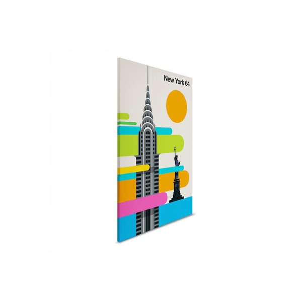 Leinwandbild New York mit dem Chrysler Building und der Freiheitsstatue