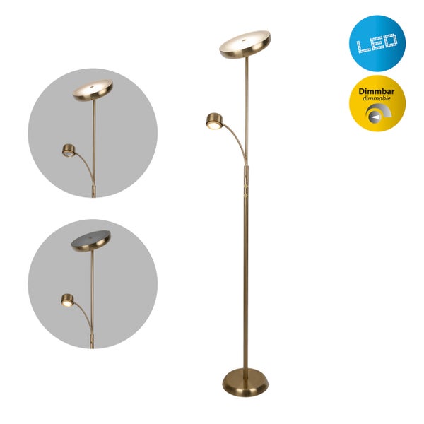 Detailaufnahme einer Stehlampe mit Schwanenhals und Schaltern