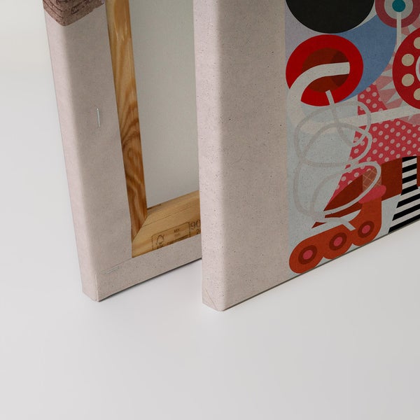 Zwei Leinwandbilder mit Holzrahmen und abstraktem Design