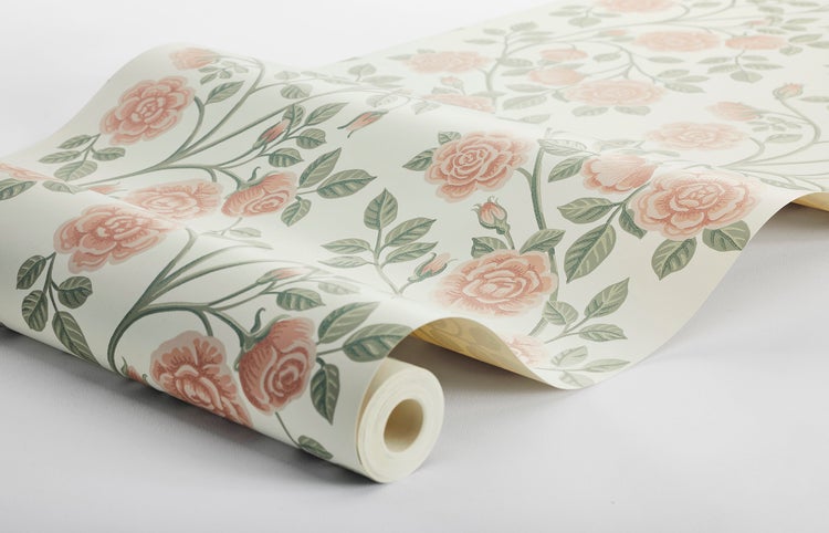 Borastapeter Tapete Blumen Rosa und Grün - 53 cm x 10.05 m - 662675