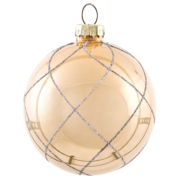 Goldene Christbaumkugel mit Glitzerlinien