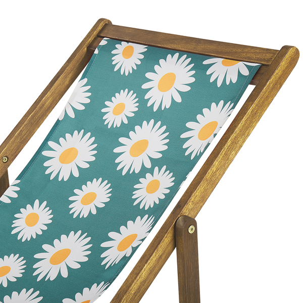 Set mit 2 klappbaren Liegestühlen ANZIO mit Ersatzstoffen Blumenmuster Akazienholz Hellbraun
