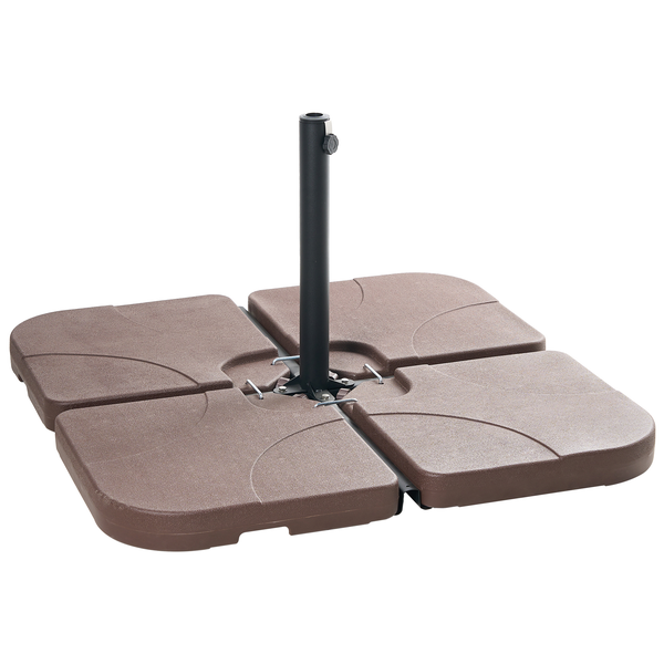 Sonnenschirmständer aus Kunststoff mit vier Teilen und zentralem Schirmhalter