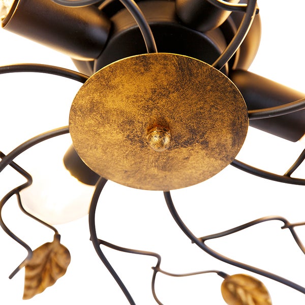 Vintage Deckenlampe schwarz mit Gold 80 cm 4 Lichter - Foglie