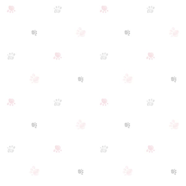 Sanders und Sanders Tapete Pfotenabdrücken Rosa, Grau und Weiß - 53 cm x 10 m - 640582