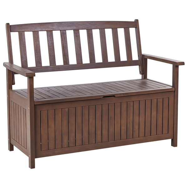 Gartenbank SOVANA 120 cm mit Stauraum Akazienholz Dunkelbraun
