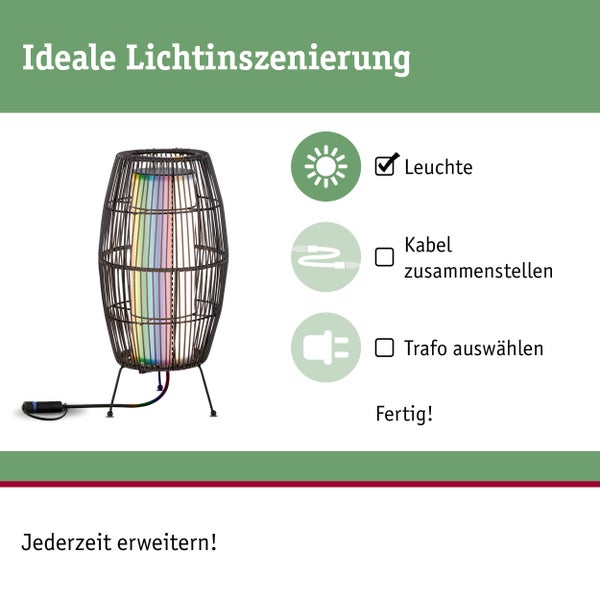 Plug & Shine LED Lichtobjekt Smart Home Zigbee 3.0 Basket IP44 RGBW+ 3,2W Schwarz
