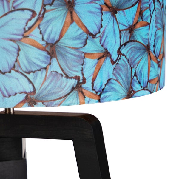 Stativ Stehleuchte schwarz mit Schirm Schmetterling Design 50 cm - Puros