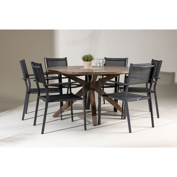 Gartentisch mit sechs Stühlen für den Außenbereich