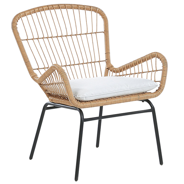 Bistro Set inkl. Kissen LABICO Polyrattan Hellbraun