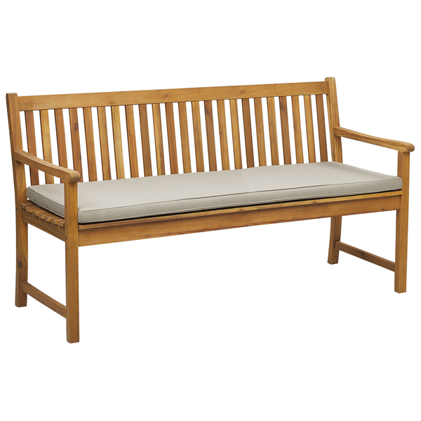 Gartenbank mit Auflage VIVARA 160 cm zertifiziertes Akazienholz Beige