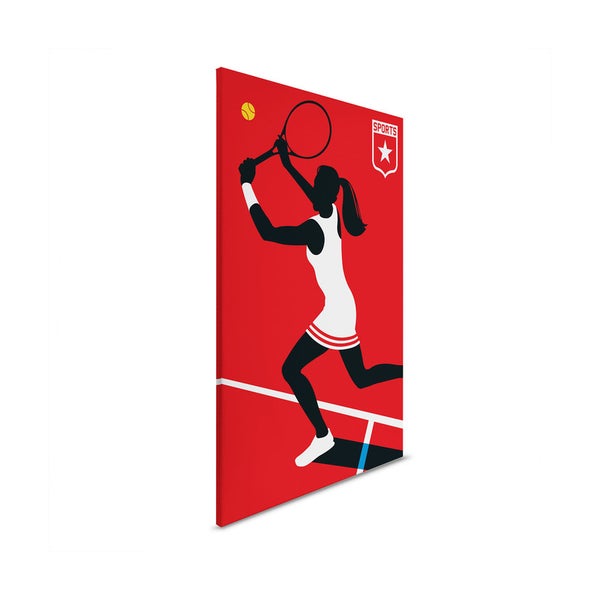 Dekorative Leinwand mit einer Tennisspielerin auf einem Tennisplatz