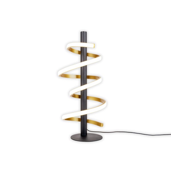 LED Tischleuchte BELLEZA, moderne Tischlampe aus Metall und Kunststoff in Schwarz, Gold und Weiß, mit fest verbauten LEDs, 50 cm hoch, Beleuchtung für Wohnzimmer, Esszimmer, Schlafzimmer oder Büro.