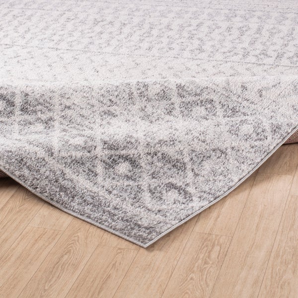 Runder Skandinavischer Boho-Teppich Grau/Weiß Ø 160 cm MILA