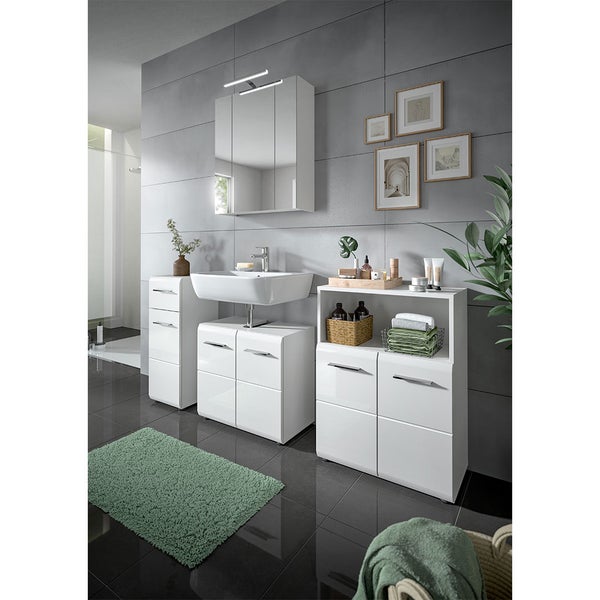 Ice Badschrank 1 Schublade 1 Tür weiß Hochglanz. 30 X 30 X 80 cm