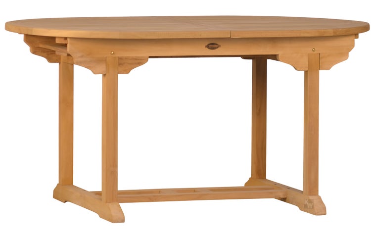 Teak Sitzgruppe aus 6 Klappstühlen 1 Teak Tisch ausziehbar 150 x 100 cm für Garten und Terrasse