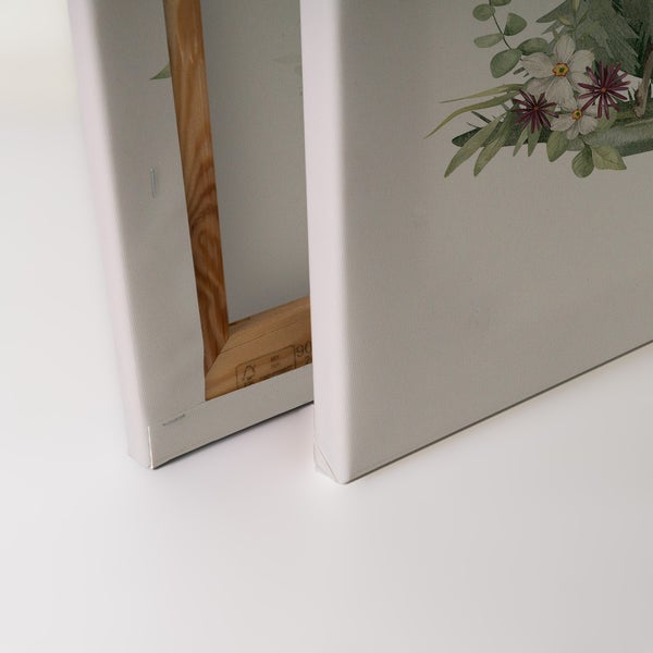 Leinwandbild mit Blumenmotiv auf Holzkeilrahmen gespannt