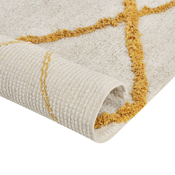 Teppich Baumwolle cremeweiß / gelb 160 x 230 cm geometrisches Muster Shaggy BEYLER