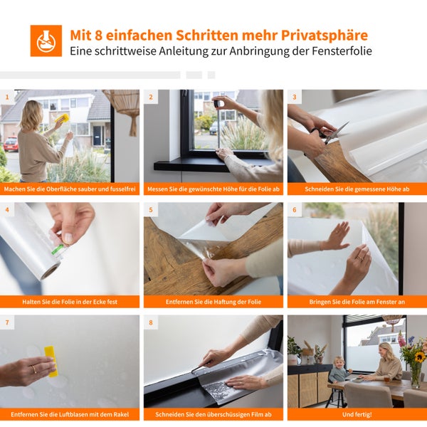 Simple Fix Fensterfolie 70 x 200 cm - Sichtschutzfolie Fenster Folie, Isolierfolie - Fensterfolie Blickdicht Selbsthaftend - Matt