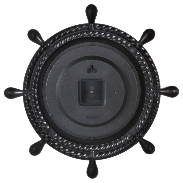 Rückseite einer Wanduhr im Schiffssteuerrad-Design