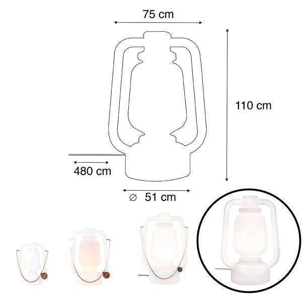 Smarte Stehlampe weiß 110 cm inkl. Wifi G95 - Storm Extra Large