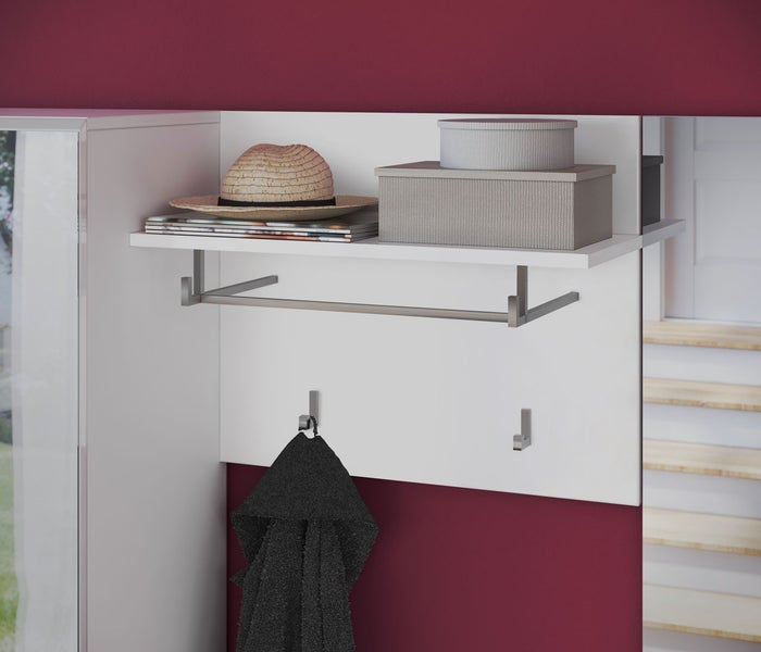 Linus Wandgarderobe 2 Kleiderhaken weiß. 60 X 26 X 49 cm