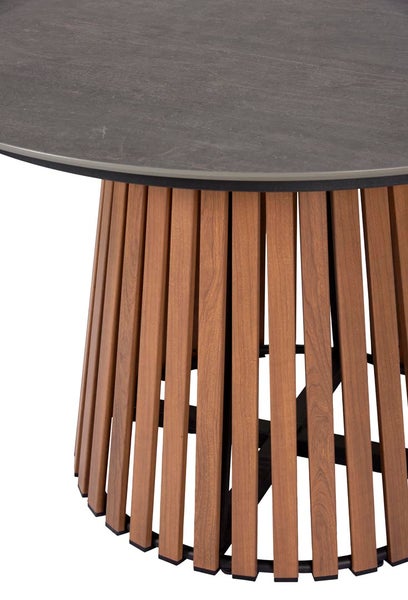 Max Gartentisch Ø115cm Teak, grau. 115 X 115 X 73 cm