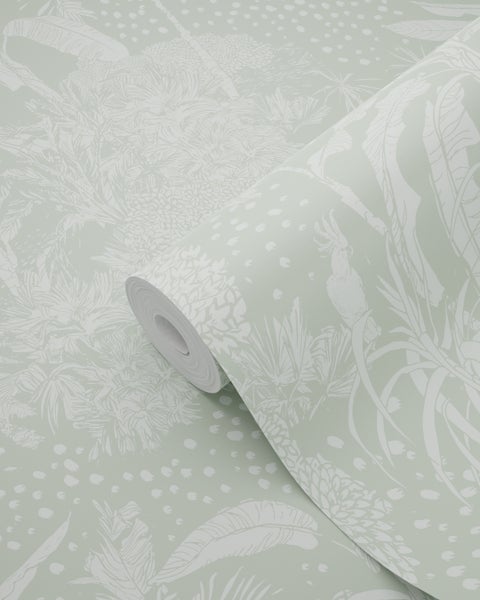 ESTAhome Tapete tropische Blätter Mintgrün - 50 x 900 cm - 139886