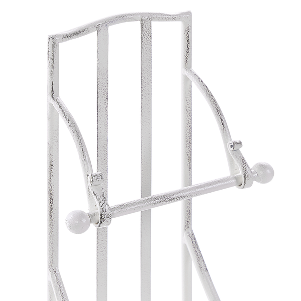 Kaminbesteck-Ständer aus Metall mit dekorativen Verzierungen und zwei seitlichen Haken.