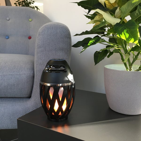 LED-Tischleuchte MUNA mit Bluetooth-Lautsprecher für Außen,  aus schwarzem Kunststoff, mit integrierter LED, 16,5 cm hoch