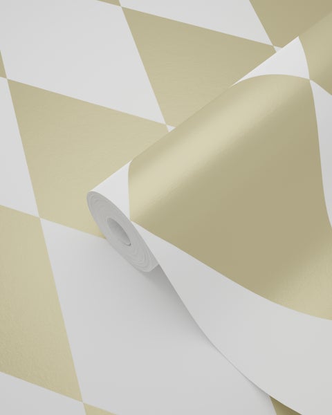 Origin Wallcoverings Tapete Karomuster Weiß und Gold - 53 cm x 10.05 m - 347669