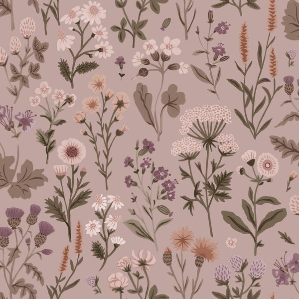 Sanders und Sanders Tapete Feldblumen Altrosa - 50 x 900 cm - 935375