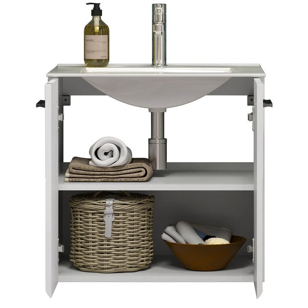 Riva Waschbeckenunterschrank 2 Türen, weiß Hochglanz. 62 X 47 X 59 cm