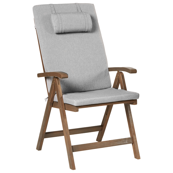 Set mit 2 Stühlen und Sitzkissen AMANTEA PREMIUM Akazienholz Grau