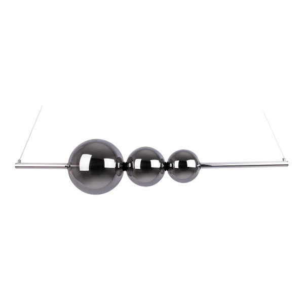 LED Pendelleuchte chrom NOVA aus chromfarbenem Metall, Kunststoff und Rauchglas, mit fest verbauten LEDs, ca. 105 cm lang