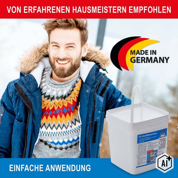 ICE-End Winterstreu im Eimer für Hausmeister empfohlen mit Made in Germany Siegel