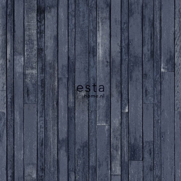 ESTAhome Tapete Holz-Optik Dunkelblau - 53 cm x 10.05 m - 138814