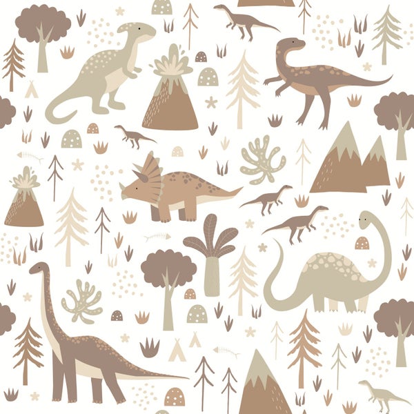 Kinderzimmer mit Baumtapete, Rehabbildungen und einem blauen Schrank