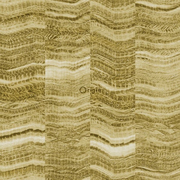Origin Wallcoverings Tapete Zick-Zack-Mamorstreifen Ockergelb - 53 cm x 10.05 m - 337247
