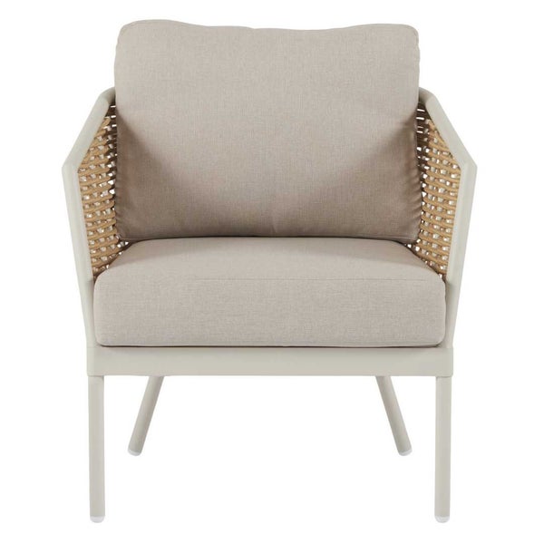 Gartenstuhl mit Rattan-Akzenten und Kissen