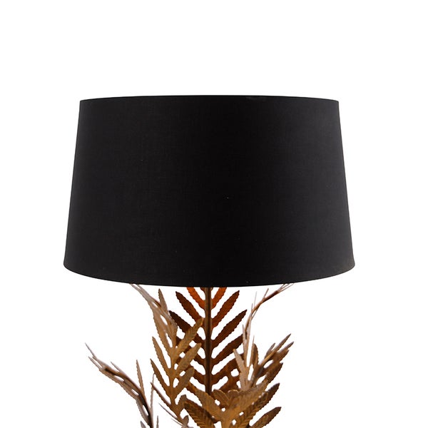 Tischlampe Gold mit schwarzem Baumwollschirm 40 cm - Botanica