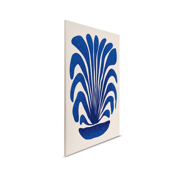Leinwandbild mit abstrakter blauer Pflanzenillustration