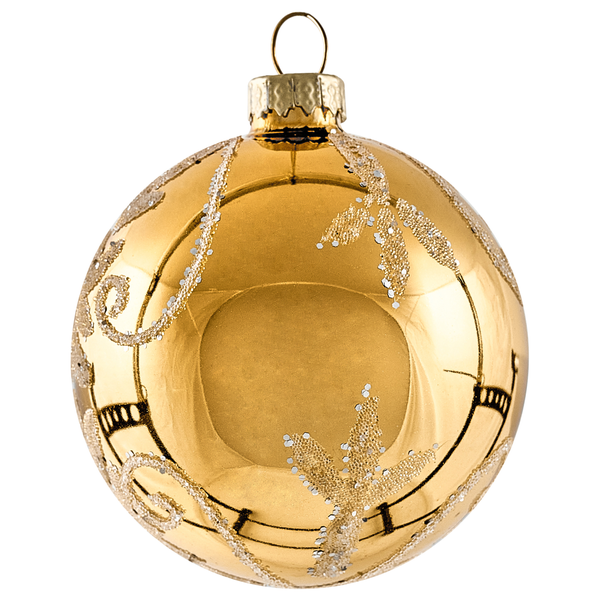 Goldene Weihnachtskugel mit silbernen Verzierungen