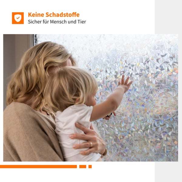 Simple Fix Fensterfolie - 60 x 300 cm - Sichtschutzfolie Fenster Folie, Isolierfolie - Fensterfolie Blickdicht Selbsthaftend - Regenbogen