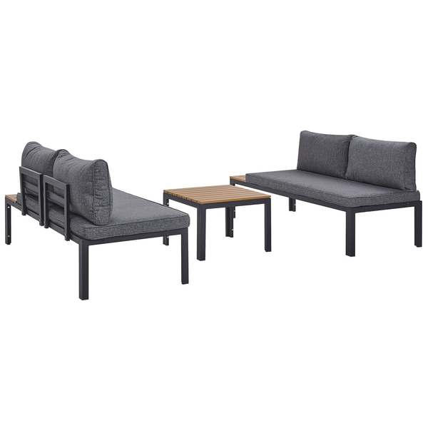 Garten Ecksofa mit Tisch 4-Sitzer PIENZA II rechtsseitig modular Grau